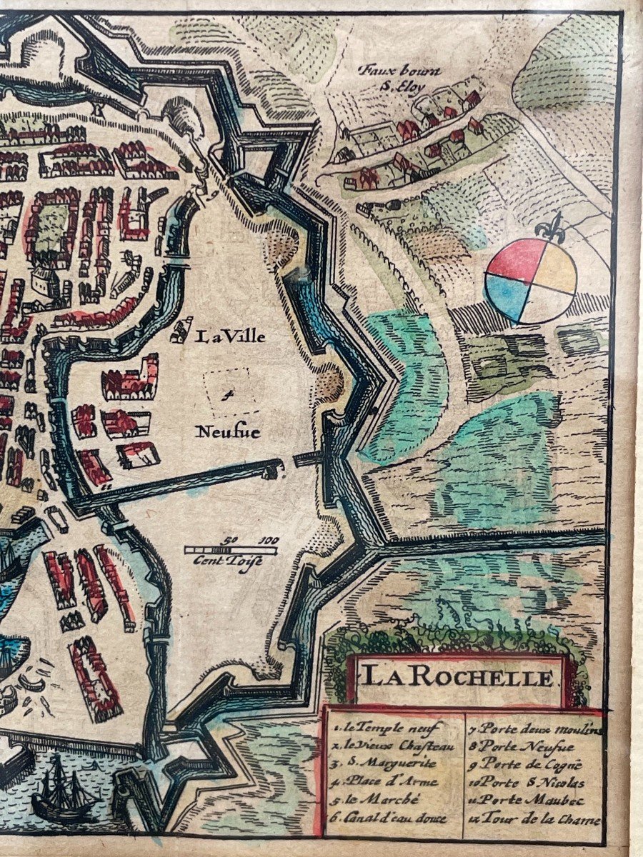 MERIAN Matthäus 1593-1650 d’après Plan de La Rochelle état de la ville antérieur au siège 1628-photo-3