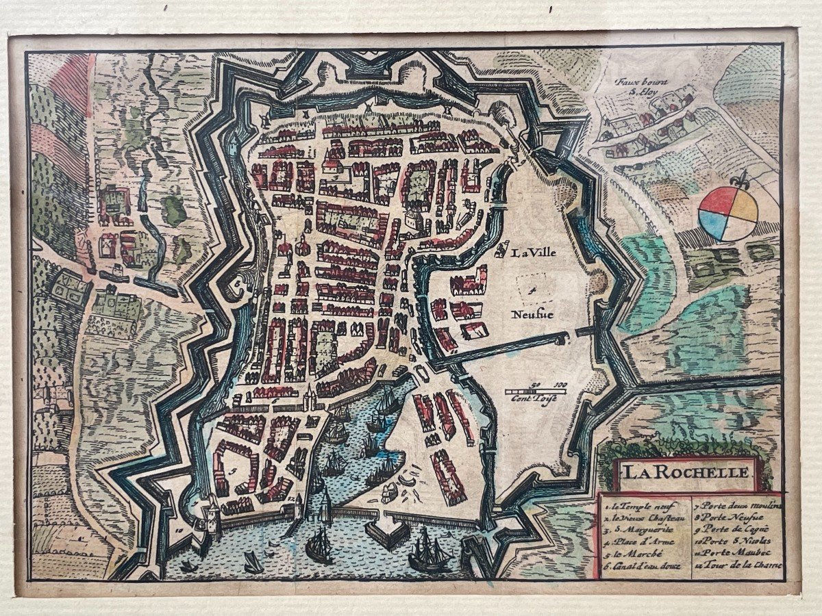 MERIAN Matthäus 1593-1650 d’après Plan de La Rochelle état de la ville antérieur au siège 1628-photo-3