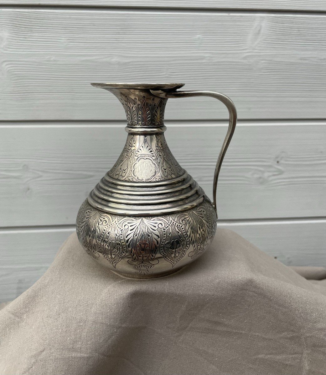 Henri Duponchel And Constant Revil Solid Silver Jug From The 19th Century Ottoman Orientalist Service-photo-3