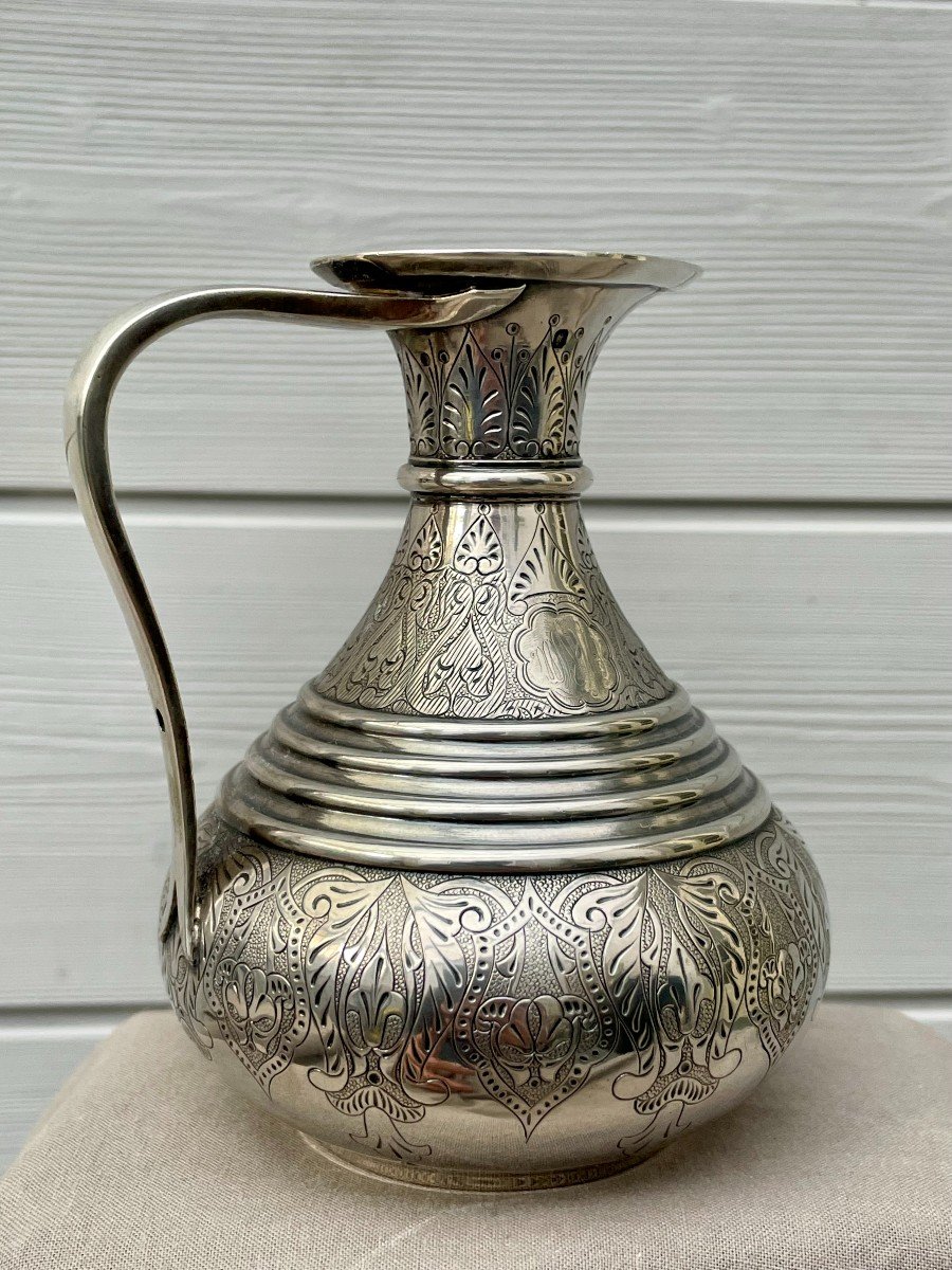 Henri Duponchel And Constant Revil Solid Silver Jug From The 19th Century Ottoman Orientalist Service-photo-3