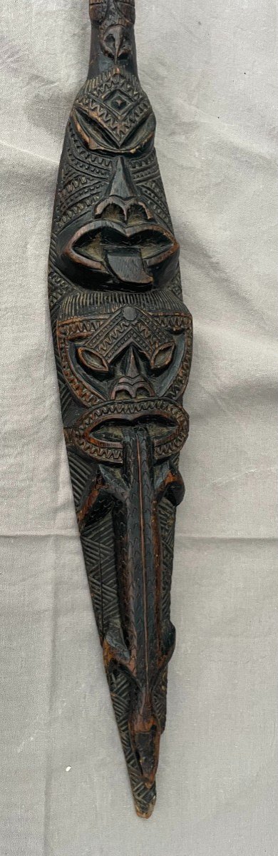 Pagaie Rame Cérémonielle «HOE». Maori Nouvelle Zélande XXème 20 ème bois tiki oiseau 84,5cm-photo-3