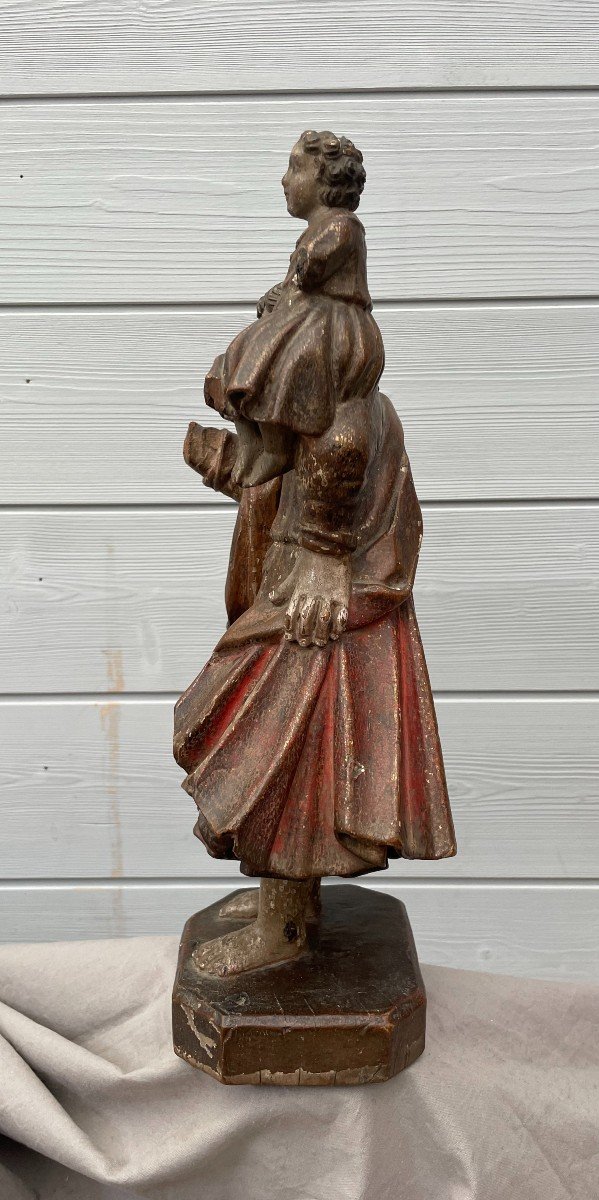 Saint Joseph et l'enfant Jésus sculpture bois polychrome XVIIIème 18ème École espagnole H.37cm -photo-7