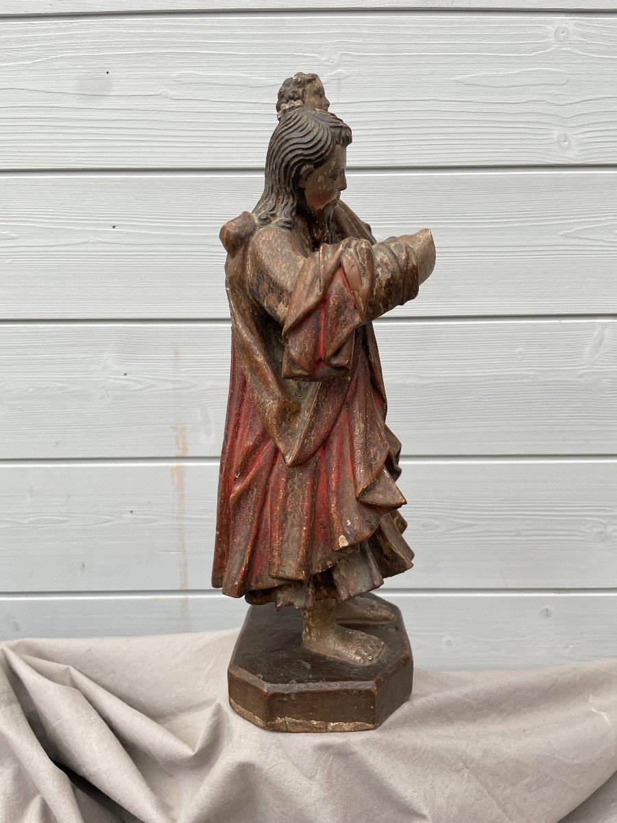 Saint Joseph et l'enfant Jésus sculpture bois polychrome XVIIIème 18ème École espagnole H.37cm -photo-8