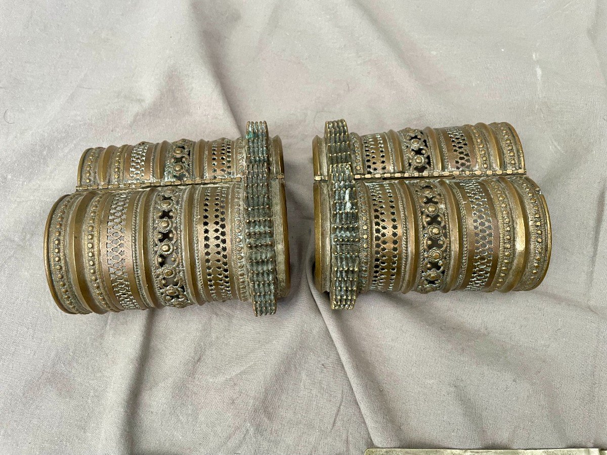 Paire de bracelets manchettes de femme bilezik bronze , Turkmenistan Afghanistan -photo-6