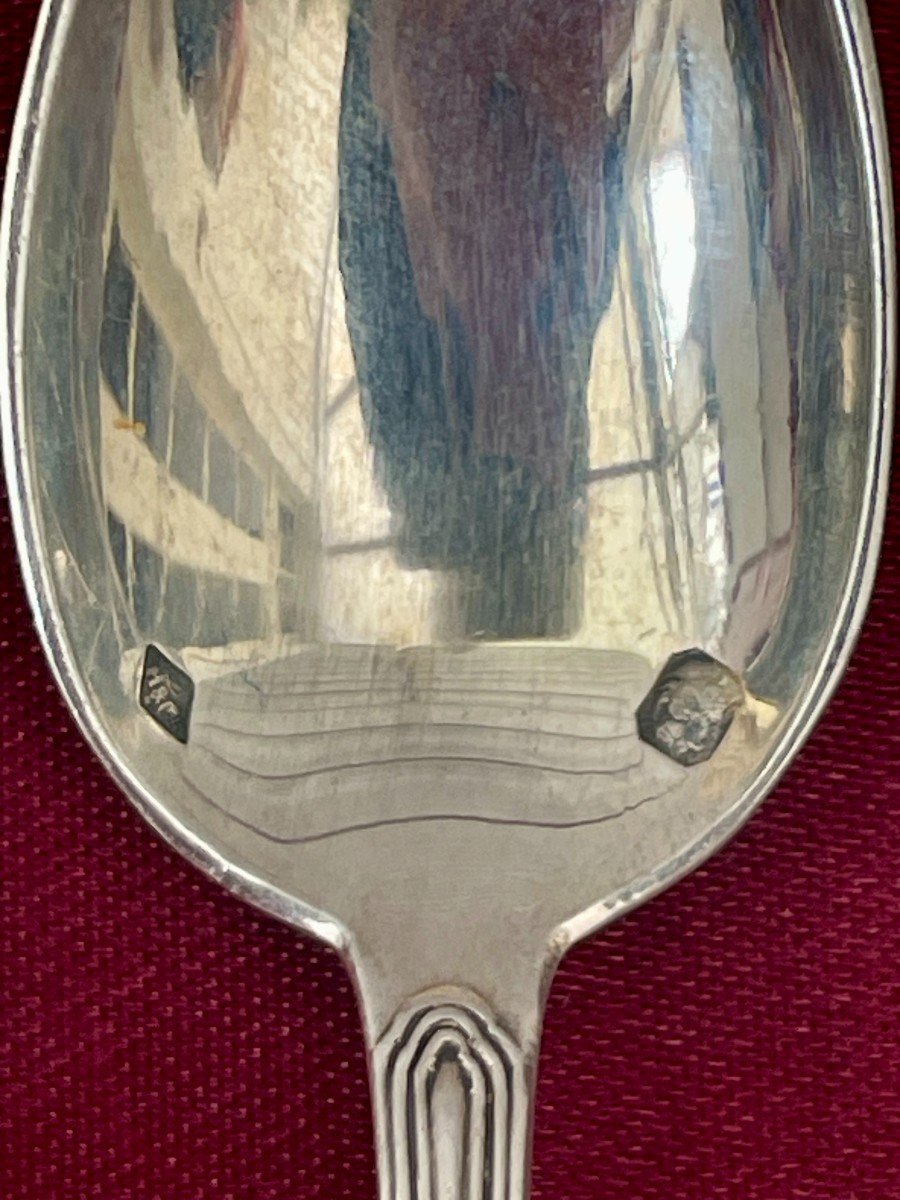 Henin, (& Cie) Case Of 12 Twelve Sterling Silver Mocha Coffee Spoons Minerva 1st Title 19th Century -photo-4