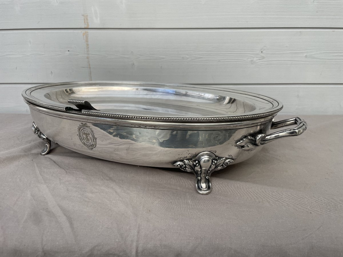 Maison Christofle Paris Table Warmer With Water Tank Silver Metal Late 19th Century 50x27cm -photo-3