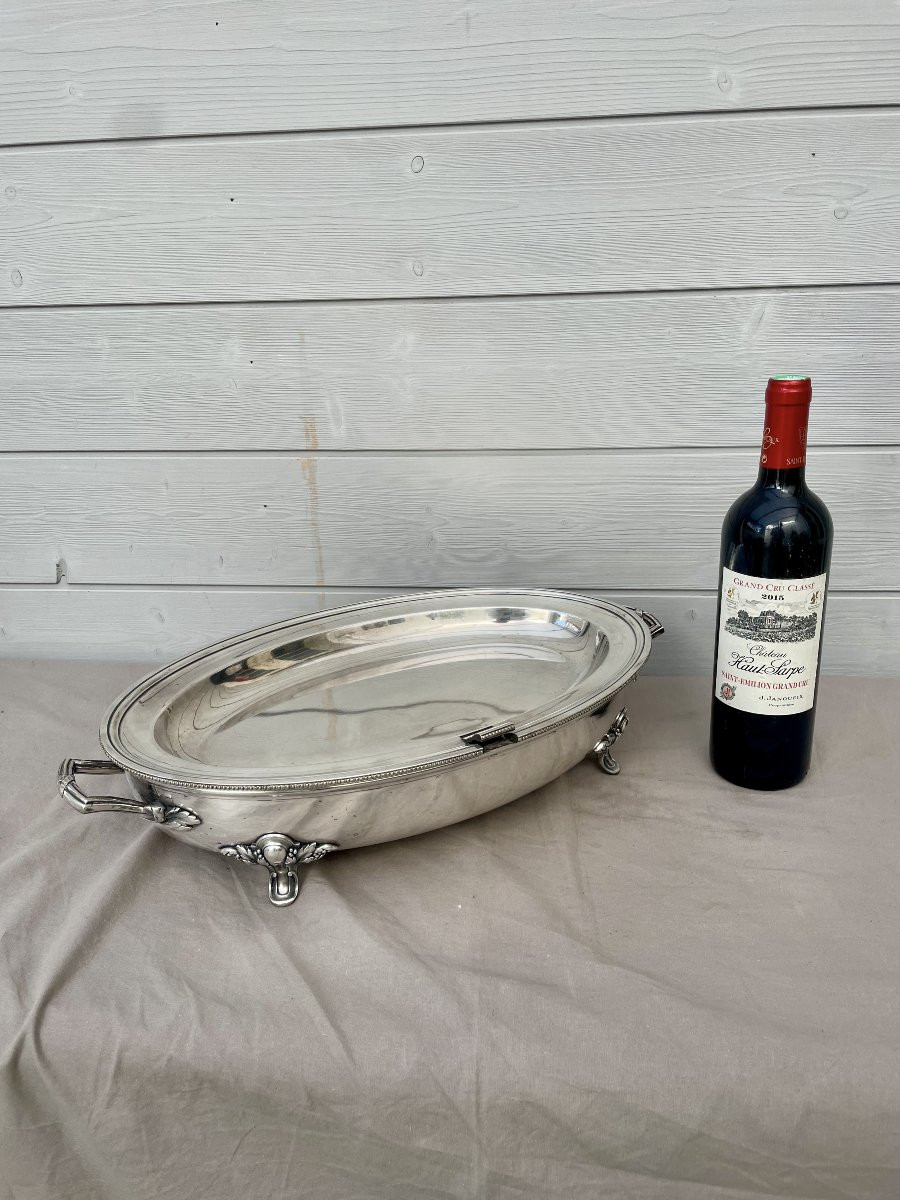 Maison Christofle Paris Table Warmer With Water Tank Silver Metal Late 19th Century 50x27cm -photo-4