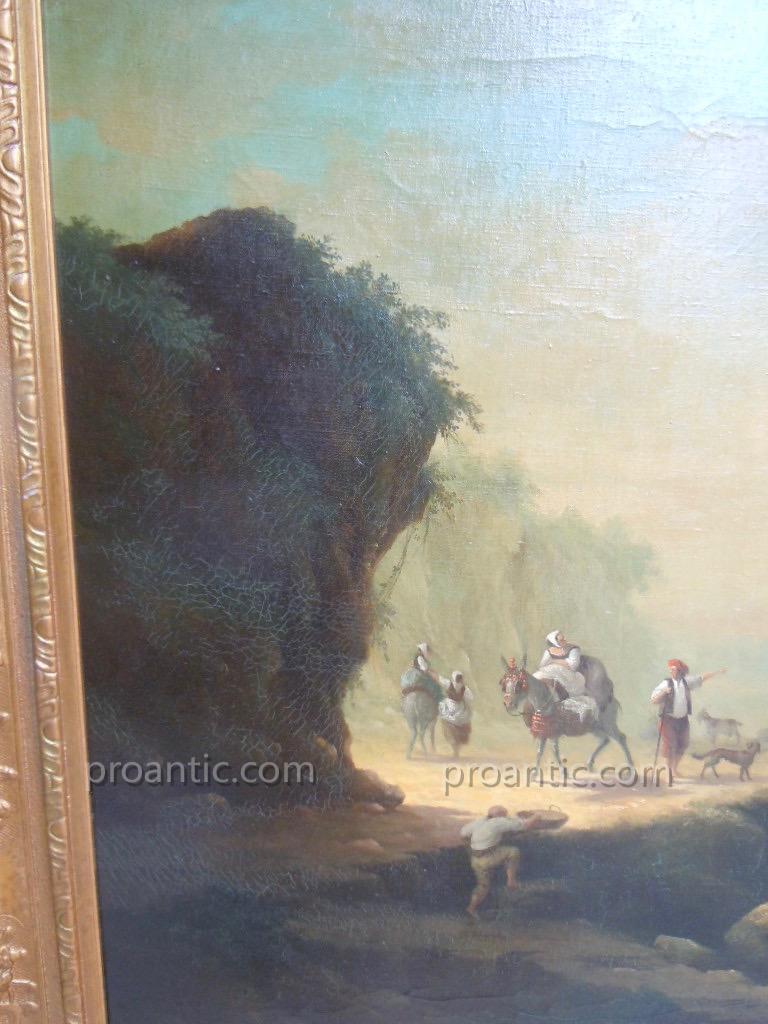 Landscape XIXth Oil On Canvas Berger Au Turban Red Italy Lombardy 19th-photo-4