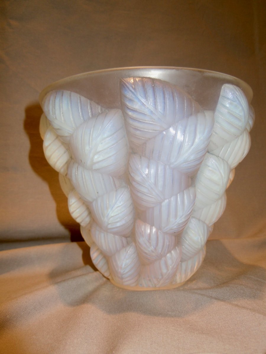 René Lalique (1860 - 1945) Vase Moissac Verre Opalescent 1927 Signé R.Lalique  Art Deco-photo-3