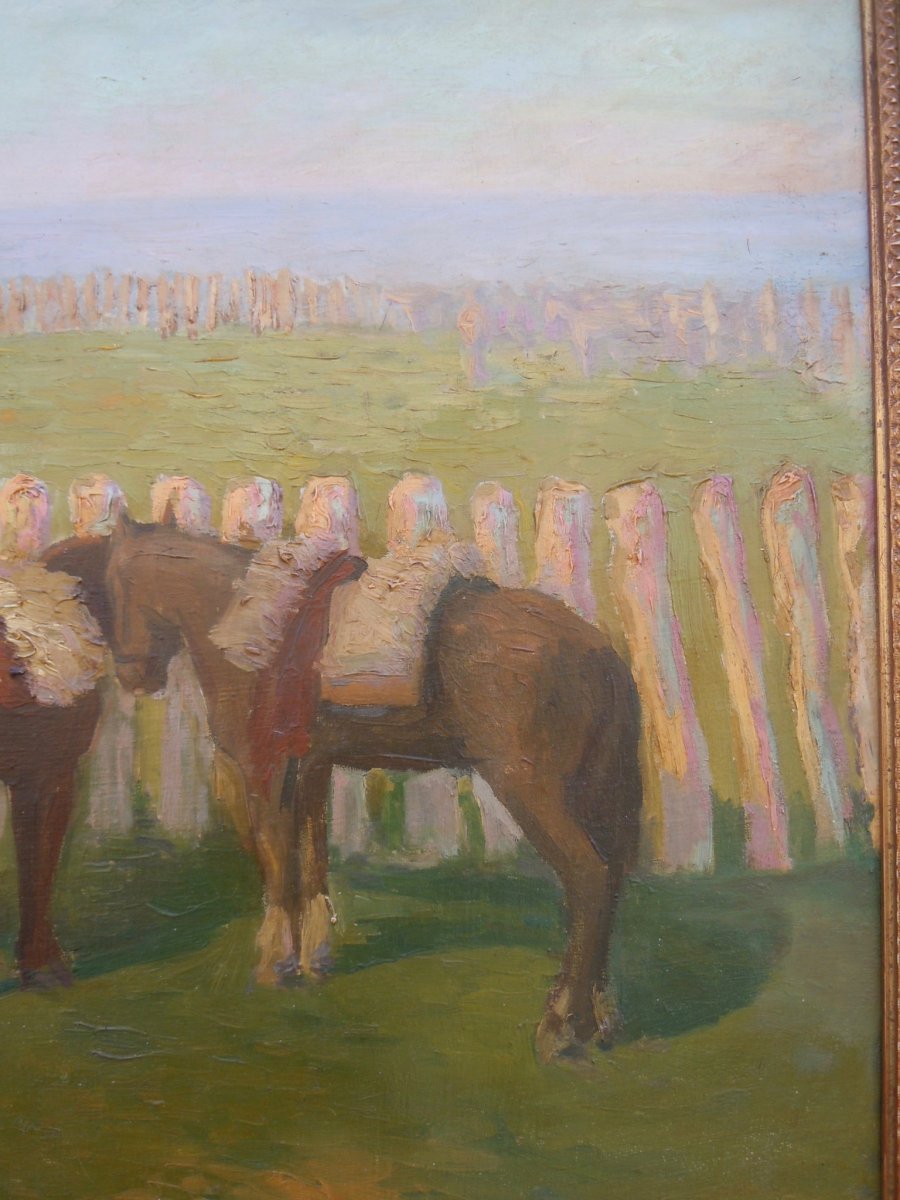 TORENT Evelio 1876-1940 Peintre de Catalogne Barcelone Ami de PICASSO Huile Sur Toile Argentine Chevaux Circa 1910 format 12F 50X61 cm -photo-7