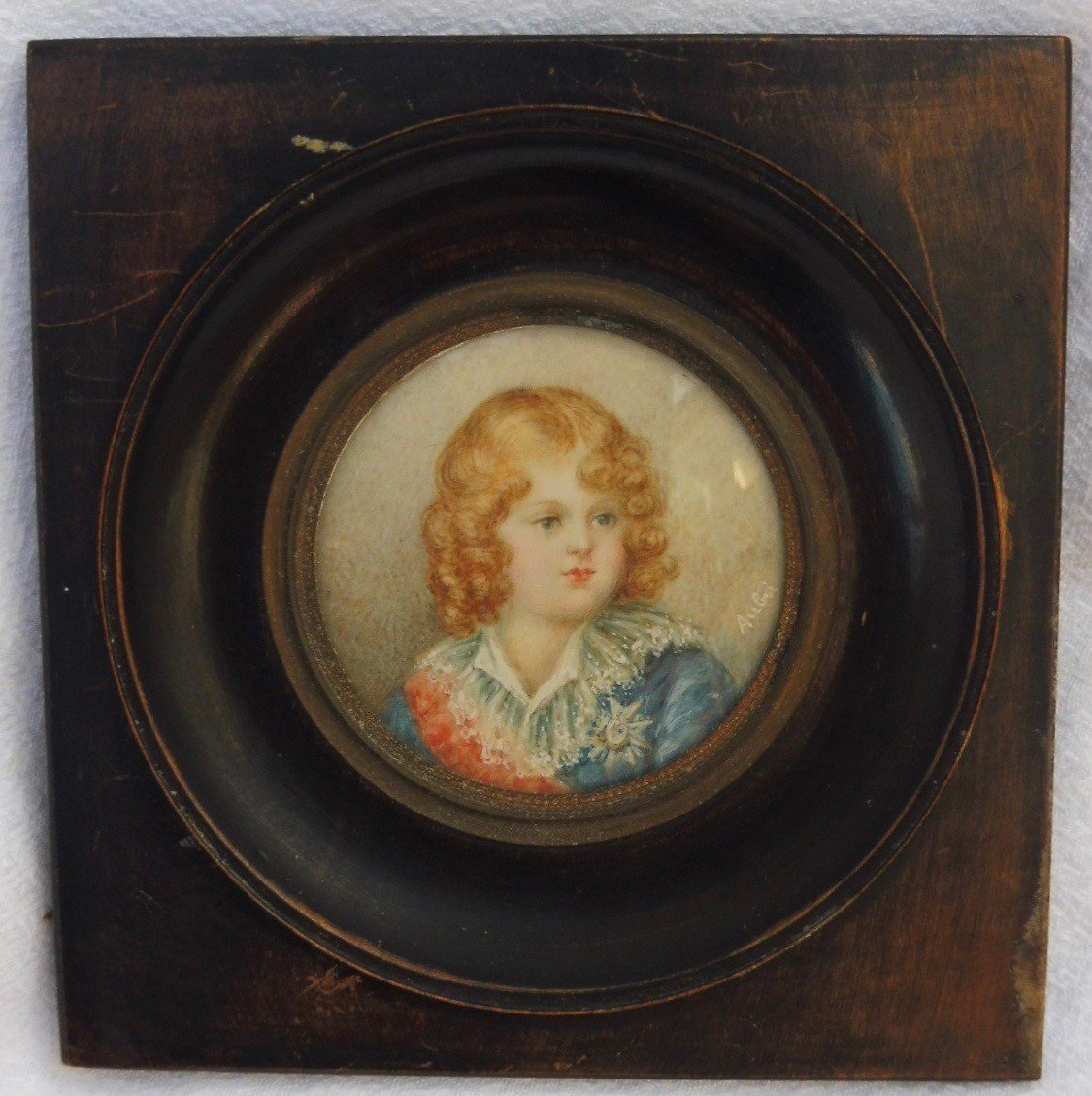 Portrait Miniature du Roi de Rome l'Aiglon Fils de Napoléon Ier et de Marie-Louise d'Autriche  XIXème Signé Aubri -photo-3