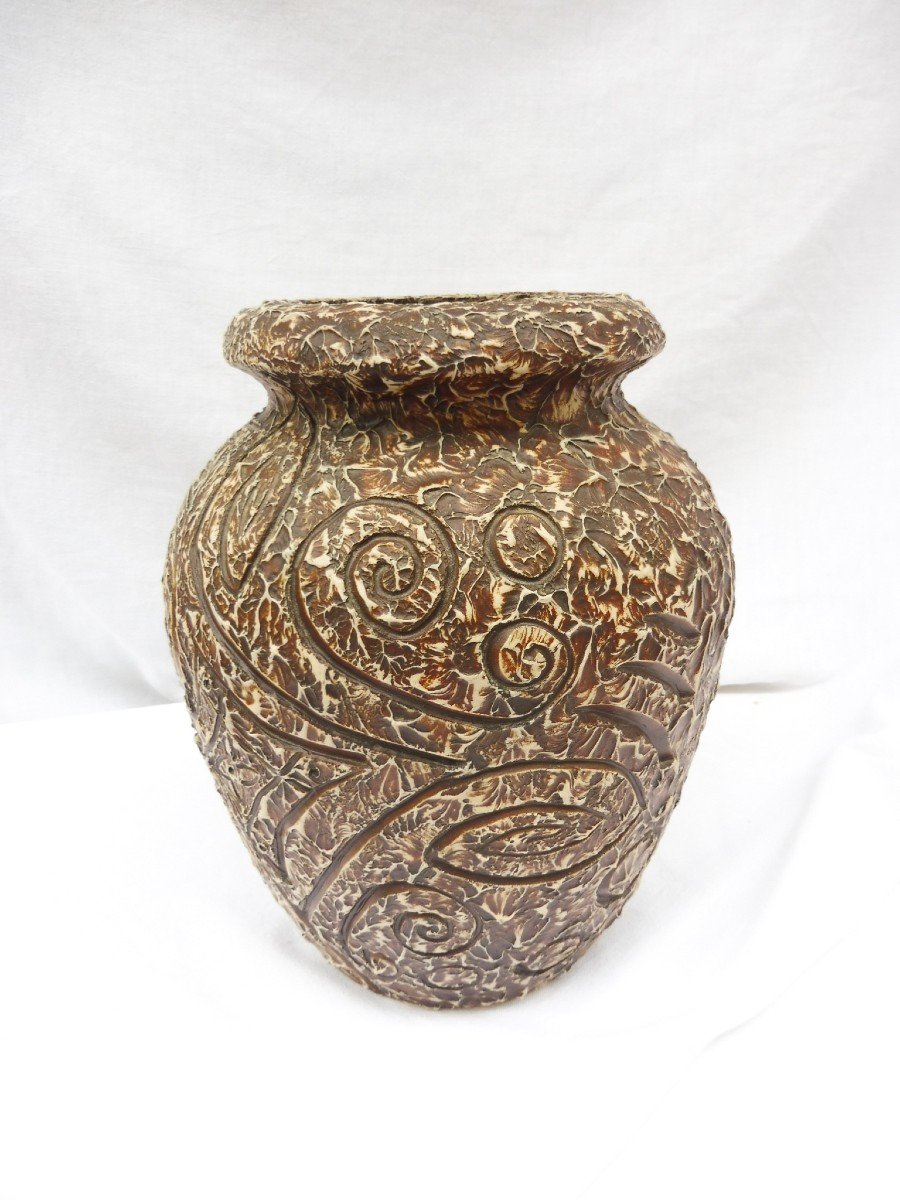 Grès Ciboure Pièce Unique Grand Important Vase Arroka Suzanne Fisher Poterie 26 Cm Signé -photo-2