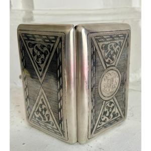 Russia Rectangular Domed Cigarette Case With Rounded Edges In Silver 84 Zolotniks (875) 