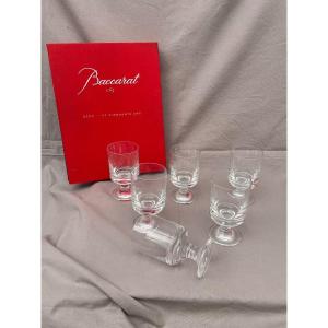 Baccarat Series N°2) 6 Mod Diabolo Stemmed Red Wine Glasses 1970s Design Roberto Sambonet 