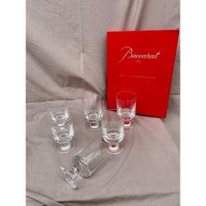 Baccarat Series (2) 6 Stemmed Water Glasses Diabolo Model 70s 80s Design Roberto Sambonet 