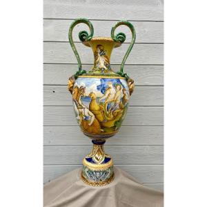 Ginori Italy Late 19th Century Attributed To Important Monumental Majolica Vase Renaissance Mythology