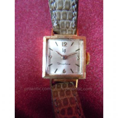 Watch Lip Gold 18k 750 Dame Mechanical Case Carré N ° 90419