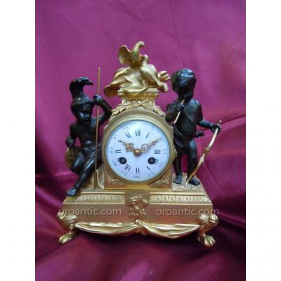 Gilt Bronze Clock 19th Cupid And Putto Warrior Nineteenth