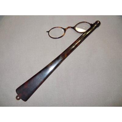 Face-à-main lunettes En écaille De Tortue Brune XIXème Napoléon III 19ème Pré-Convention