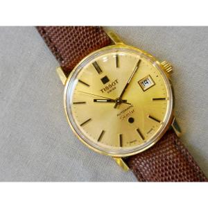 Tissot Seastar Mens Automatic Bracelet Watch Swiss Automatic Movement Date Gold Plated Cir