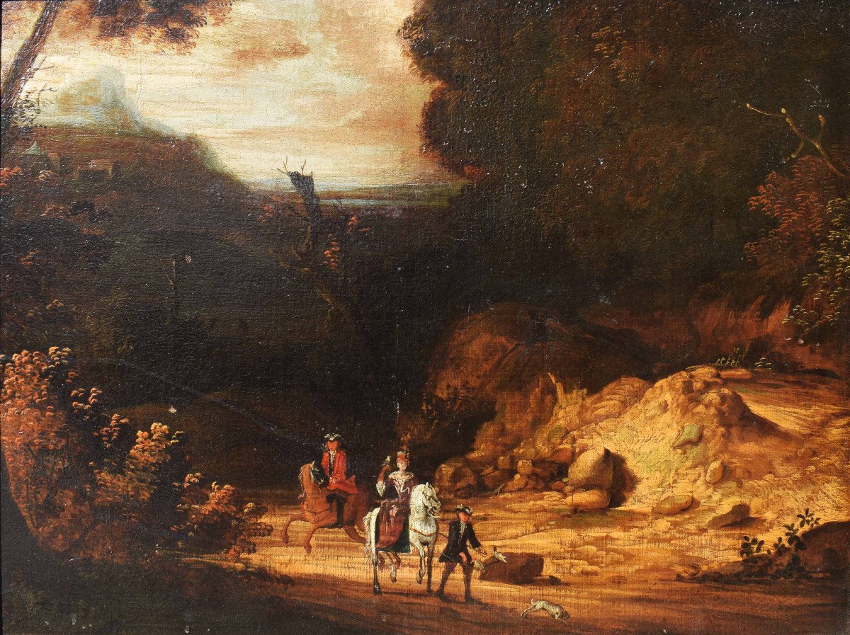 Roman School, Late 17th – Early 18th Century Landscape With Figures Oil On Canvas-photo-2