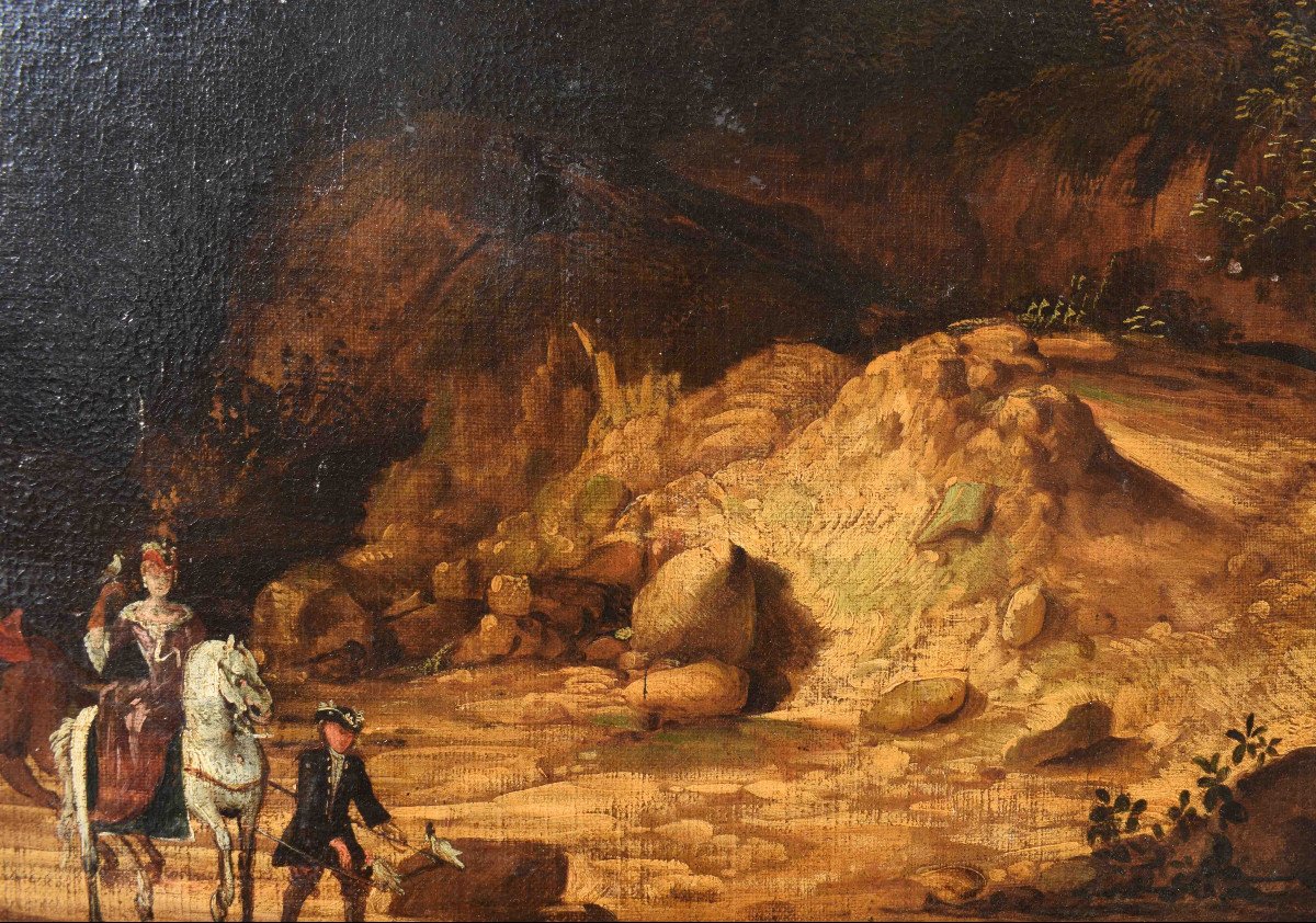 Roman School, Late 17th – Early 18th Century Landscape With Figures Oil On Canvas-photo-4