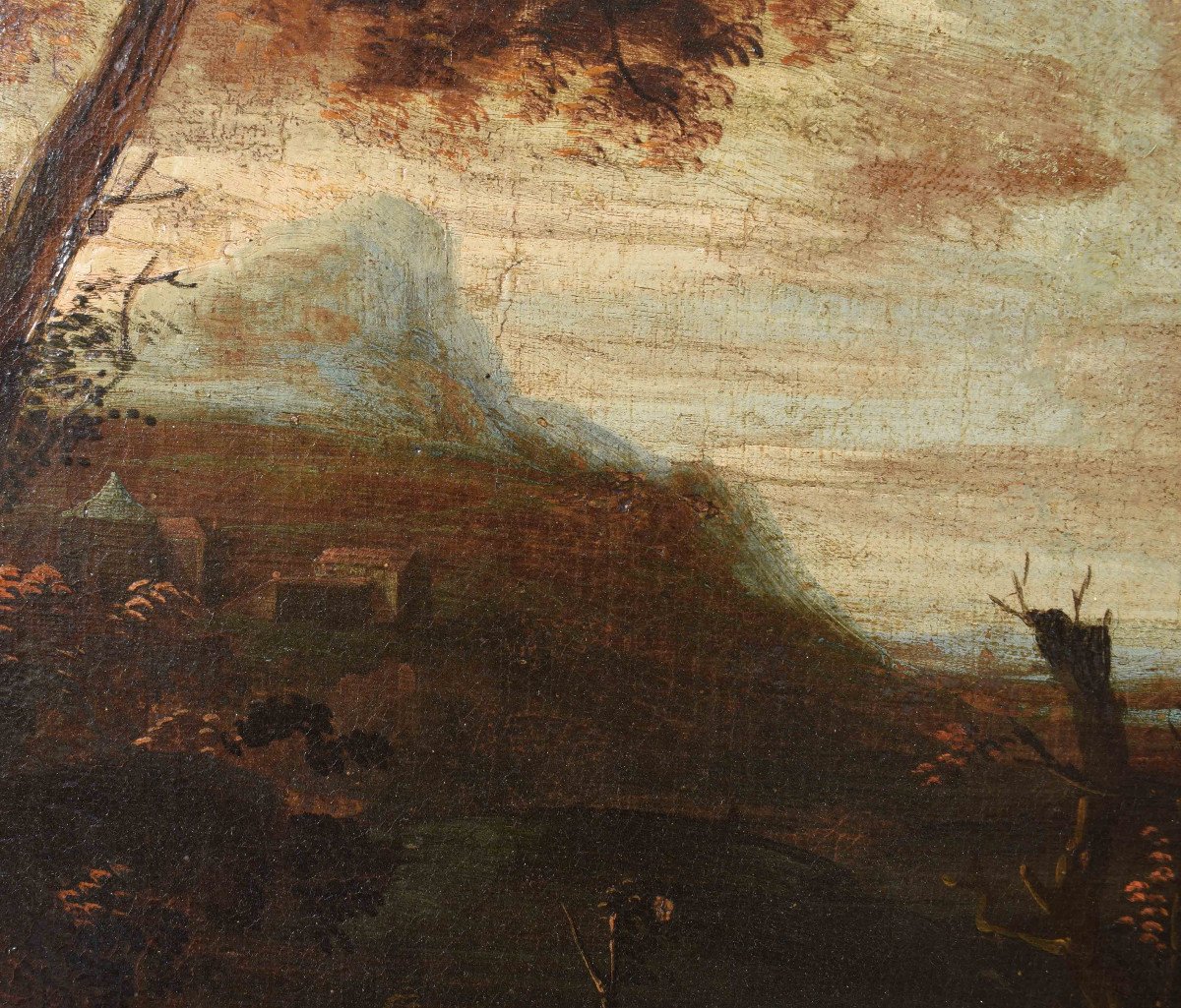 Roman School, Late 17th – Early 18th Century Landscape With Figures Oil On Canvas-photo-1