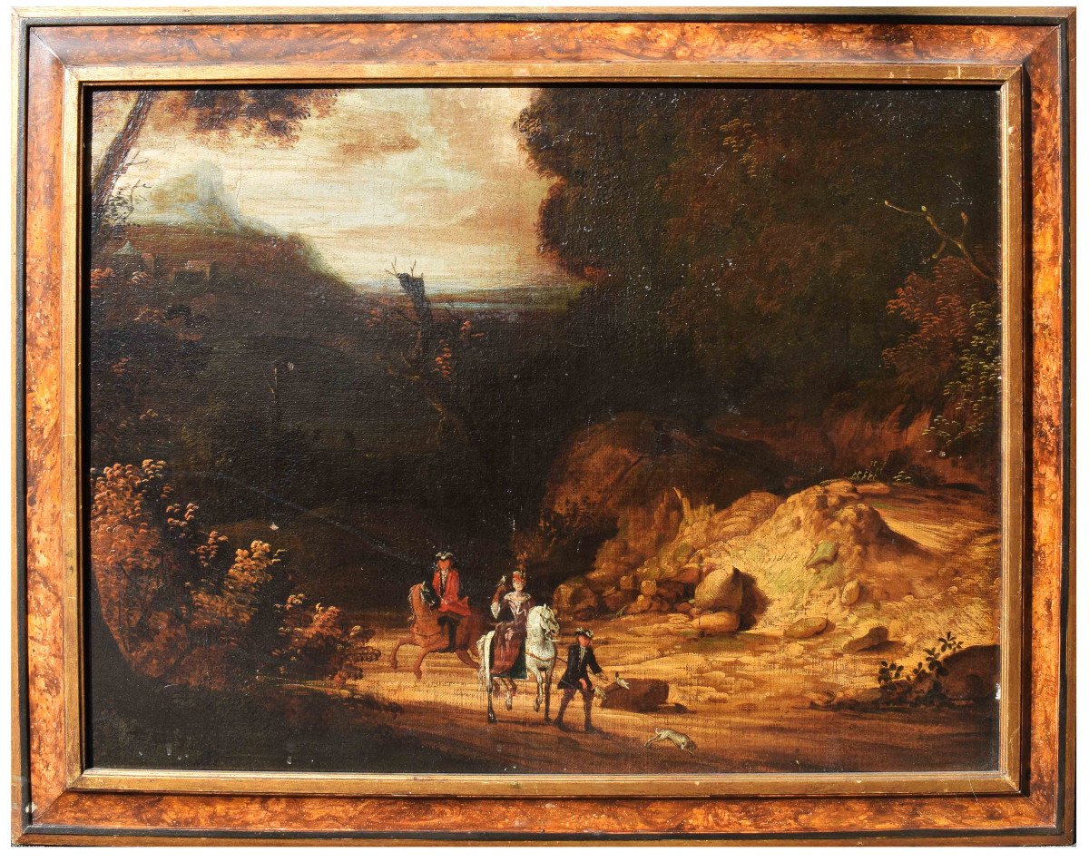 Roman School, Late 17th – Early 18th Century Landscape With Figures Oil On Canvas