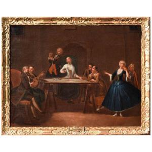 Circle Of Pietro Longhi (1701 – 1785) Concert Scene Oil On Canvas Painting