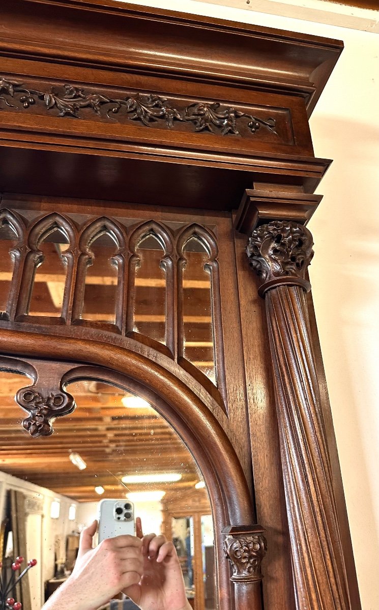 Gothic Style Walnut Fireplace-photo-5