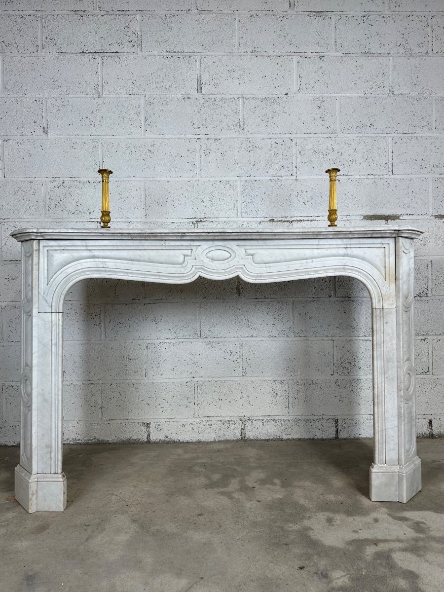 White Carrara Marble Fireplace Late 19th Century-photo-2