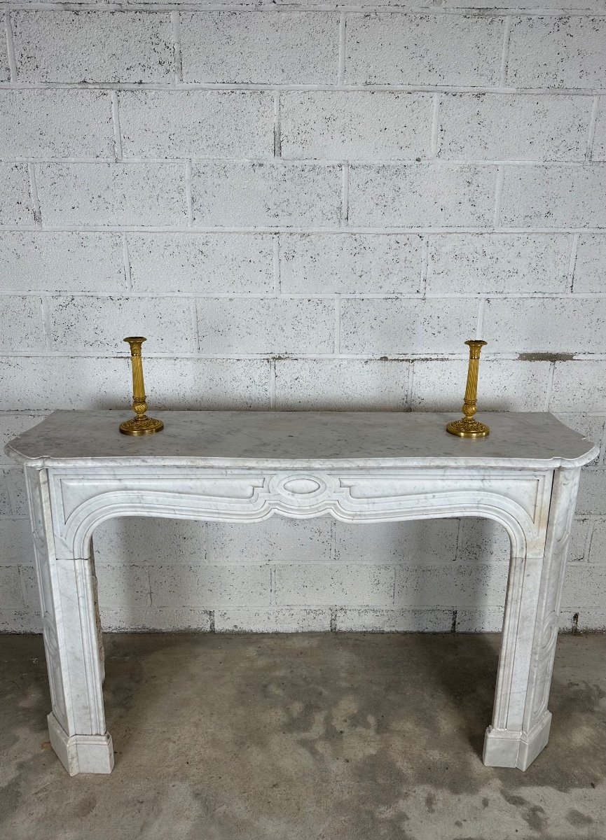 White Carrara Marble Fireplace Late 19th Century-photo-3