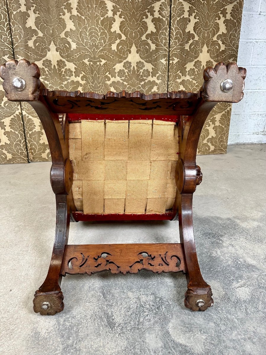 Ceremonial Armchair In Walnut Renaissance Style Late 19th Century-photo-7