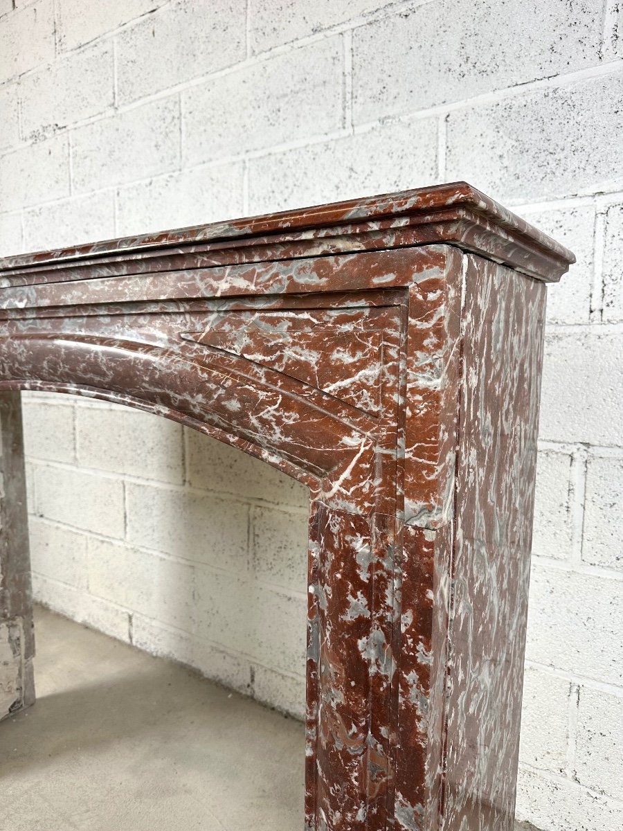 Louis XIV Style Fireplace In Red Marble Late 19th Century-photo-5