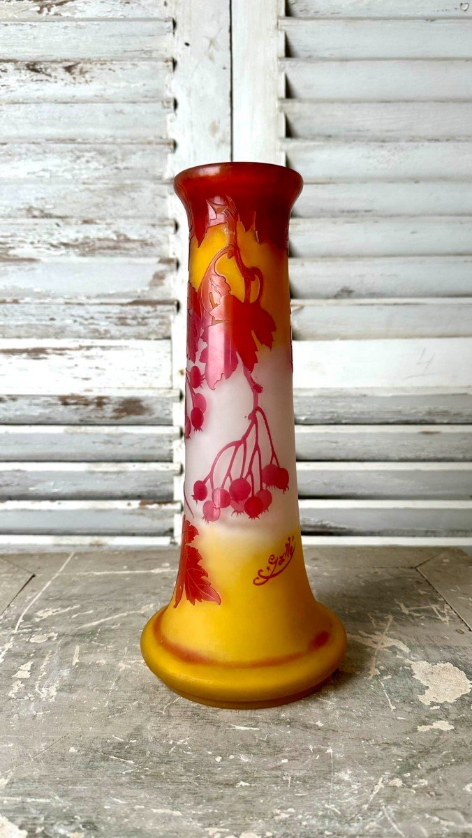 Gallé Art Nouveau Vase With Redcurrants-photo-2