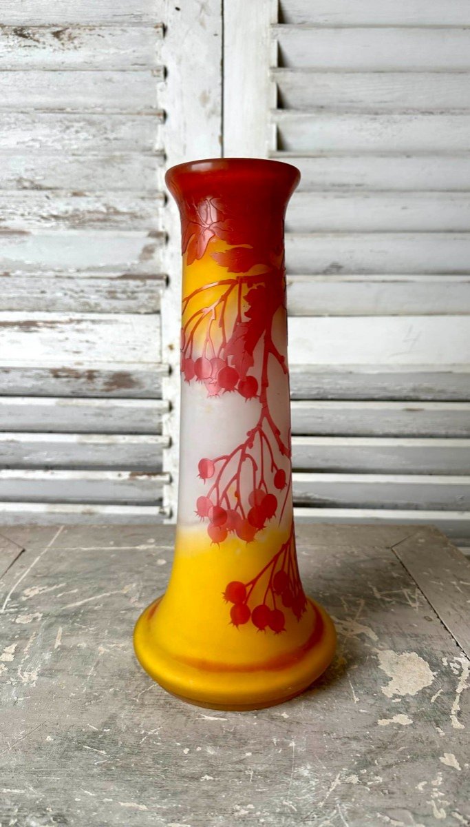 Gallé Art Nouveau Vase With Redcurrants-photo-4