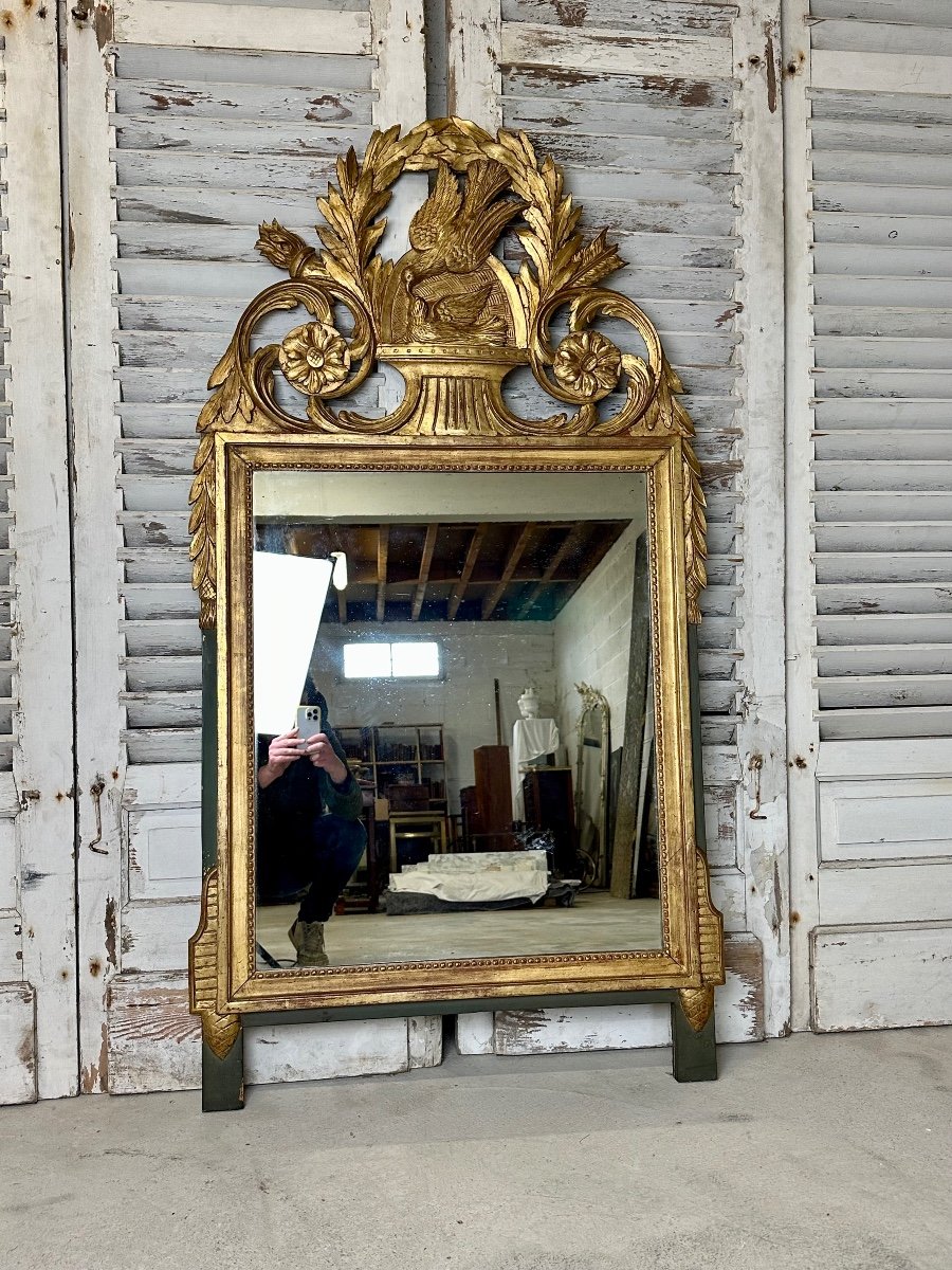 Miroir De Style Louis XVI Doré époque 20eme Siècle ( h 154 cm)-photo-2