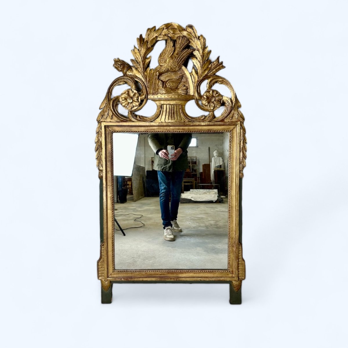 Miroir De Style Louis XVI Doré époque 20eme Siècle ( h 154 cm)-photo-8