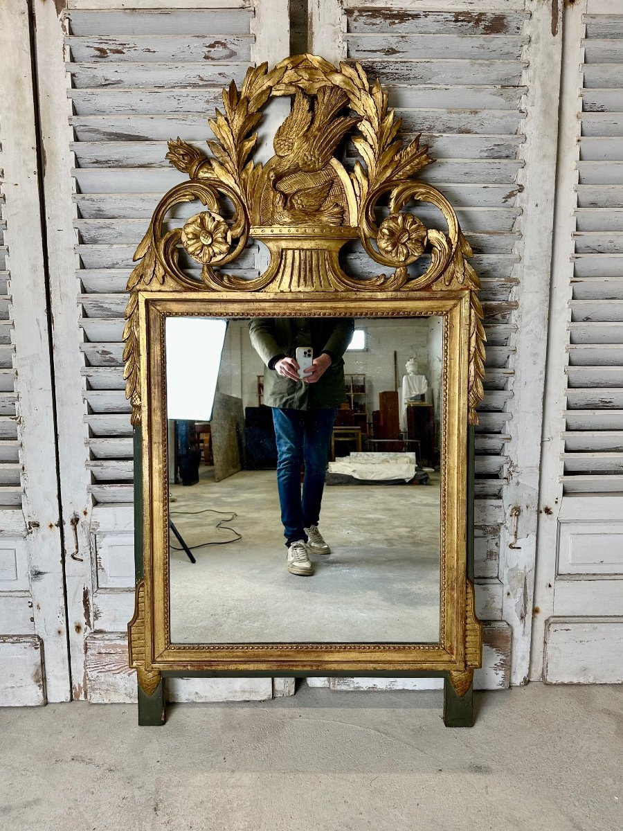 Miroir De Style Louis XVI Doré époque 20eme Siècle ( h 154 cm)