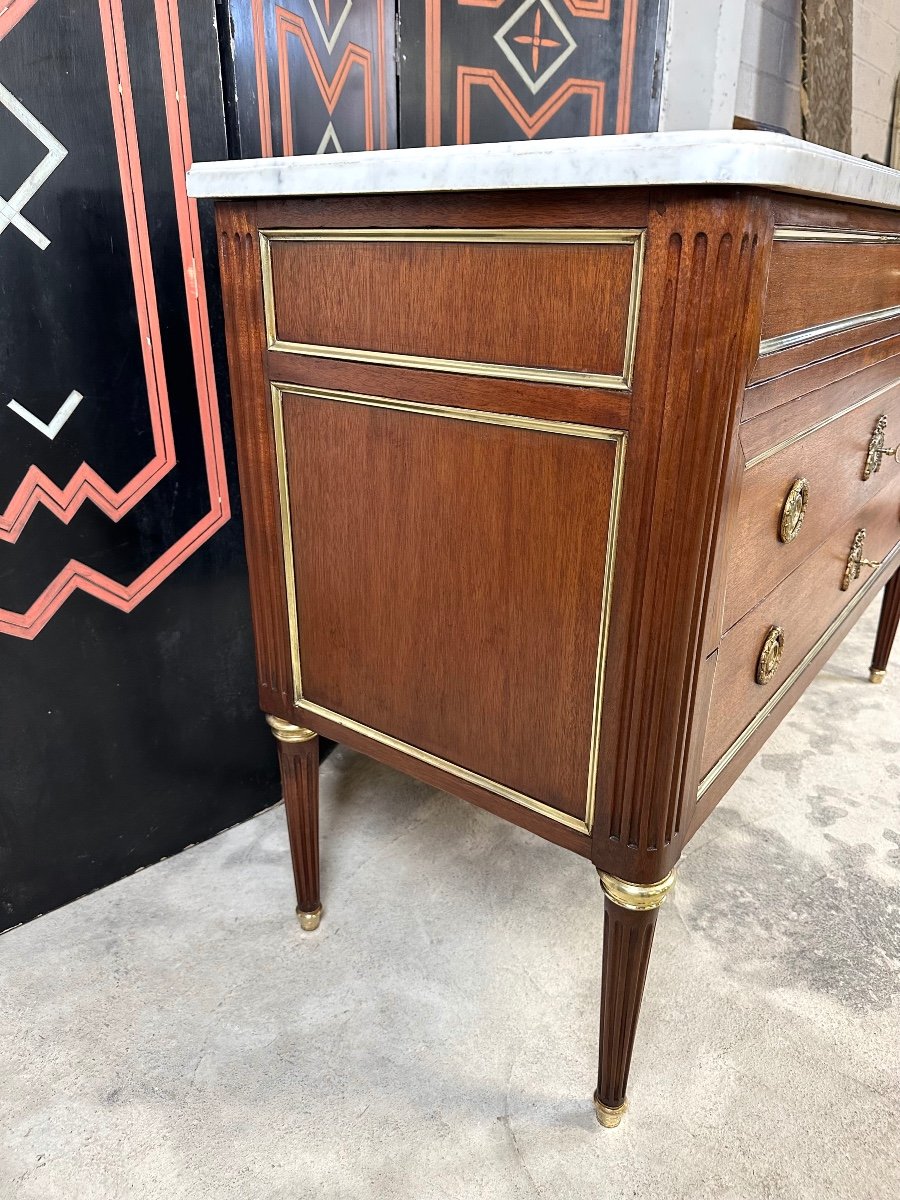 Louis XVI Style Commode In Mahogany 20th Century-photo-4