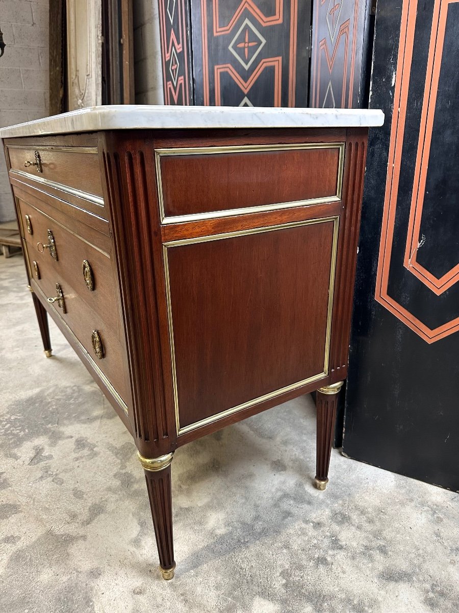 Louis XVI Style Commode In Mahogany 20th Century-photo-6