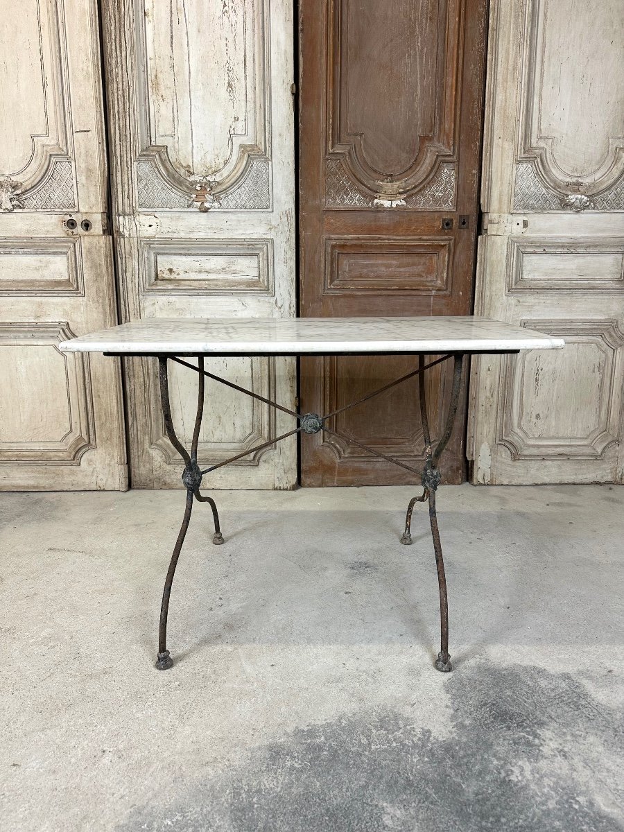 1900s Wrought Iron And Marble Bistro Table-photo-6