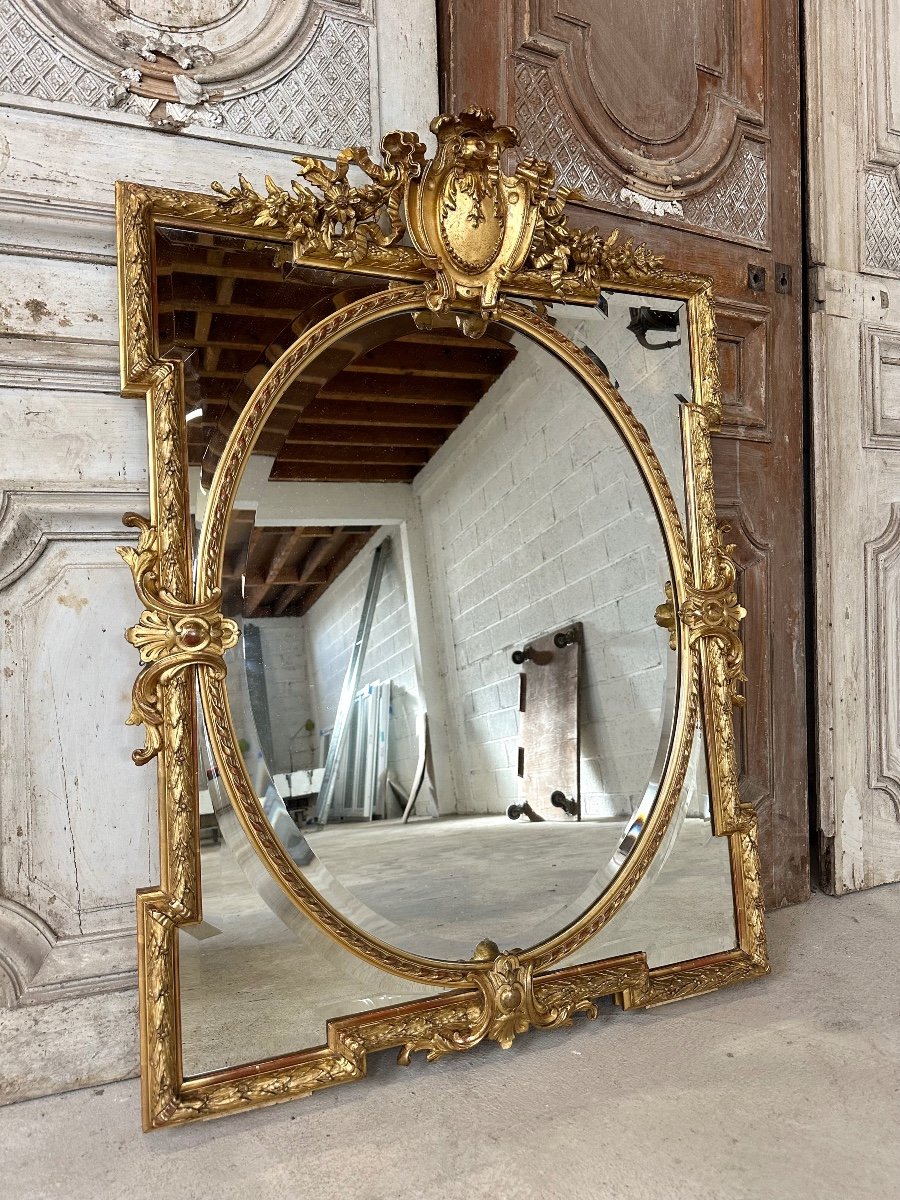 Louis XVI Style Mirror With Parcloses, Late 19th Century-photo-2