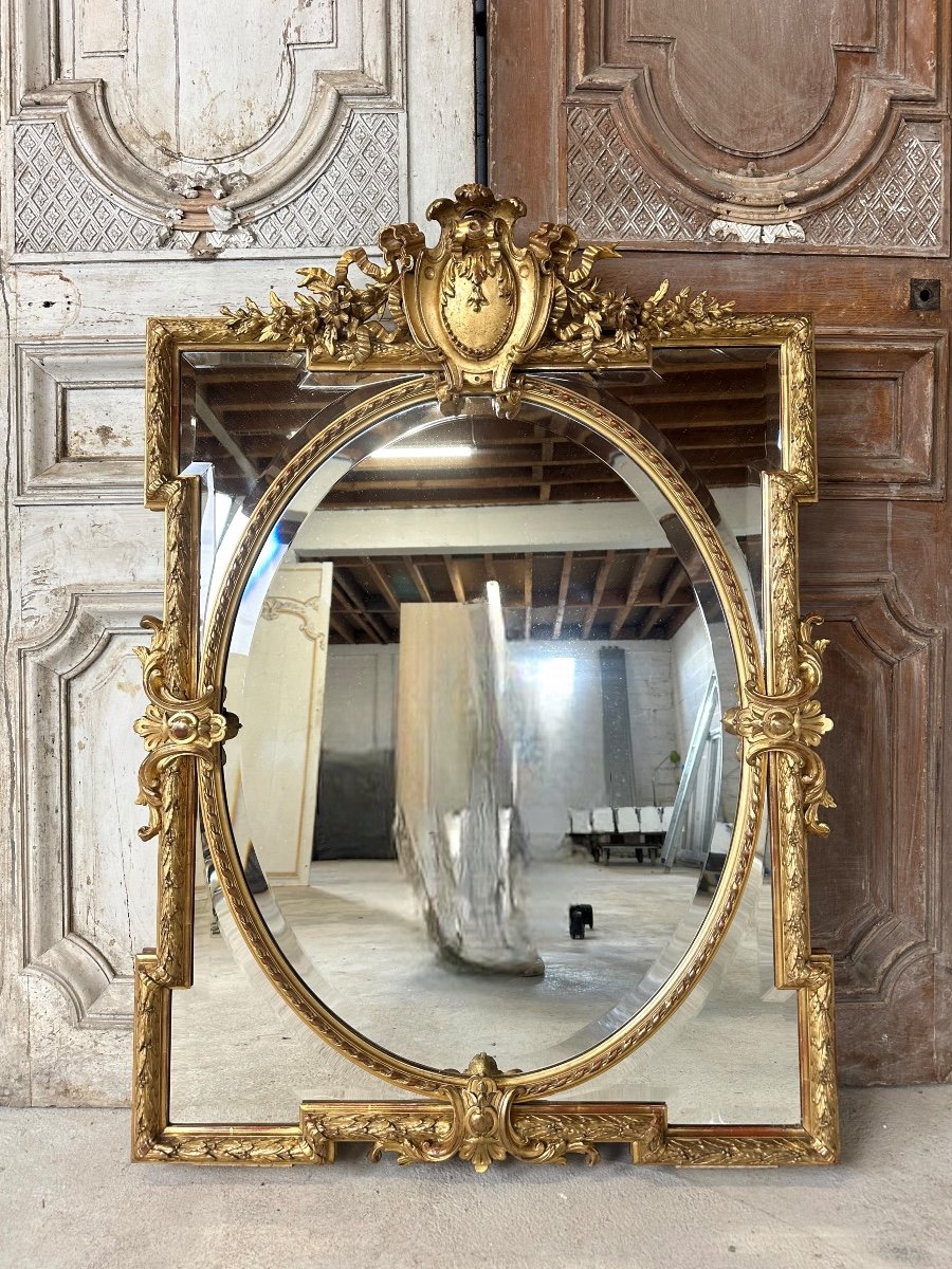 Louis XVI Style Mirror With Parcloses, Late 19th Century