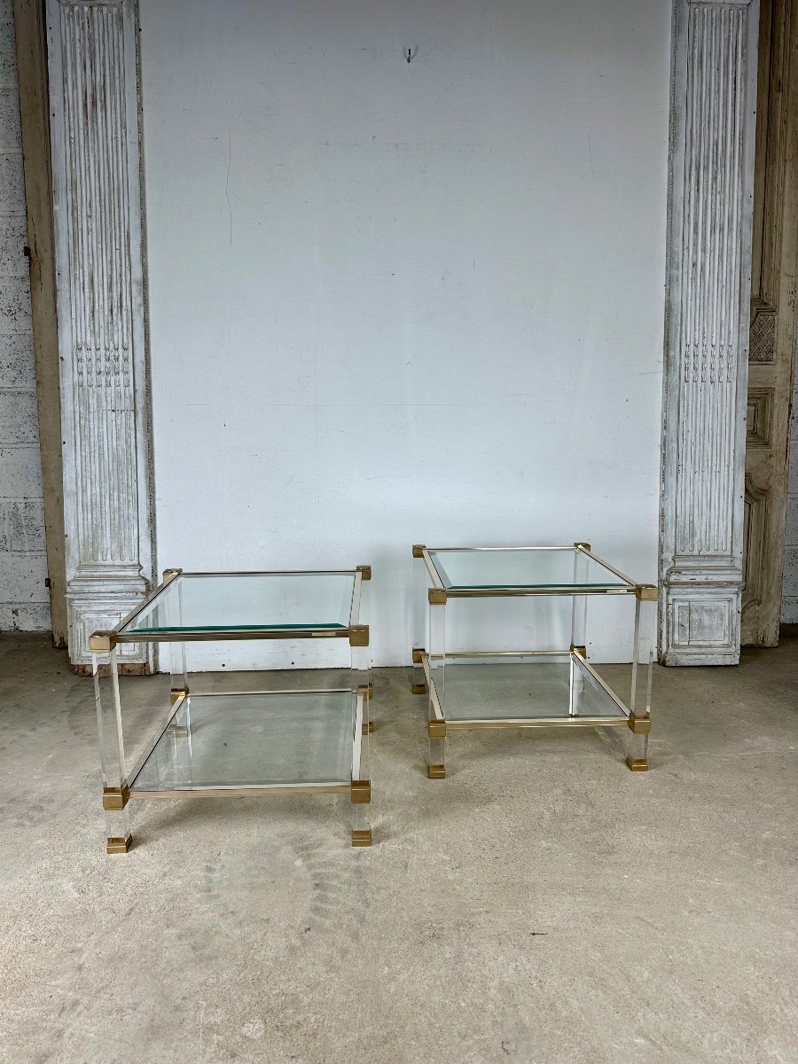 Pair Of Vandel Plexiglas Side Tables 1970-80s-photo-2