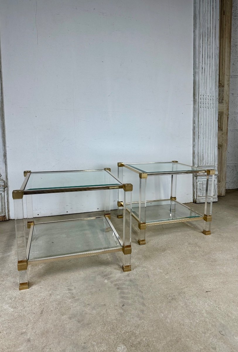 Pair Of Vandel Plexiglas Side Tables 1970-80s-photo-3