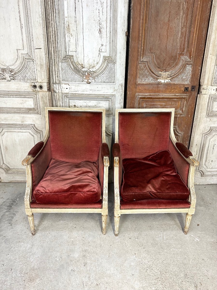 Pair Of Louis XVI Style Bergeres -photo-4