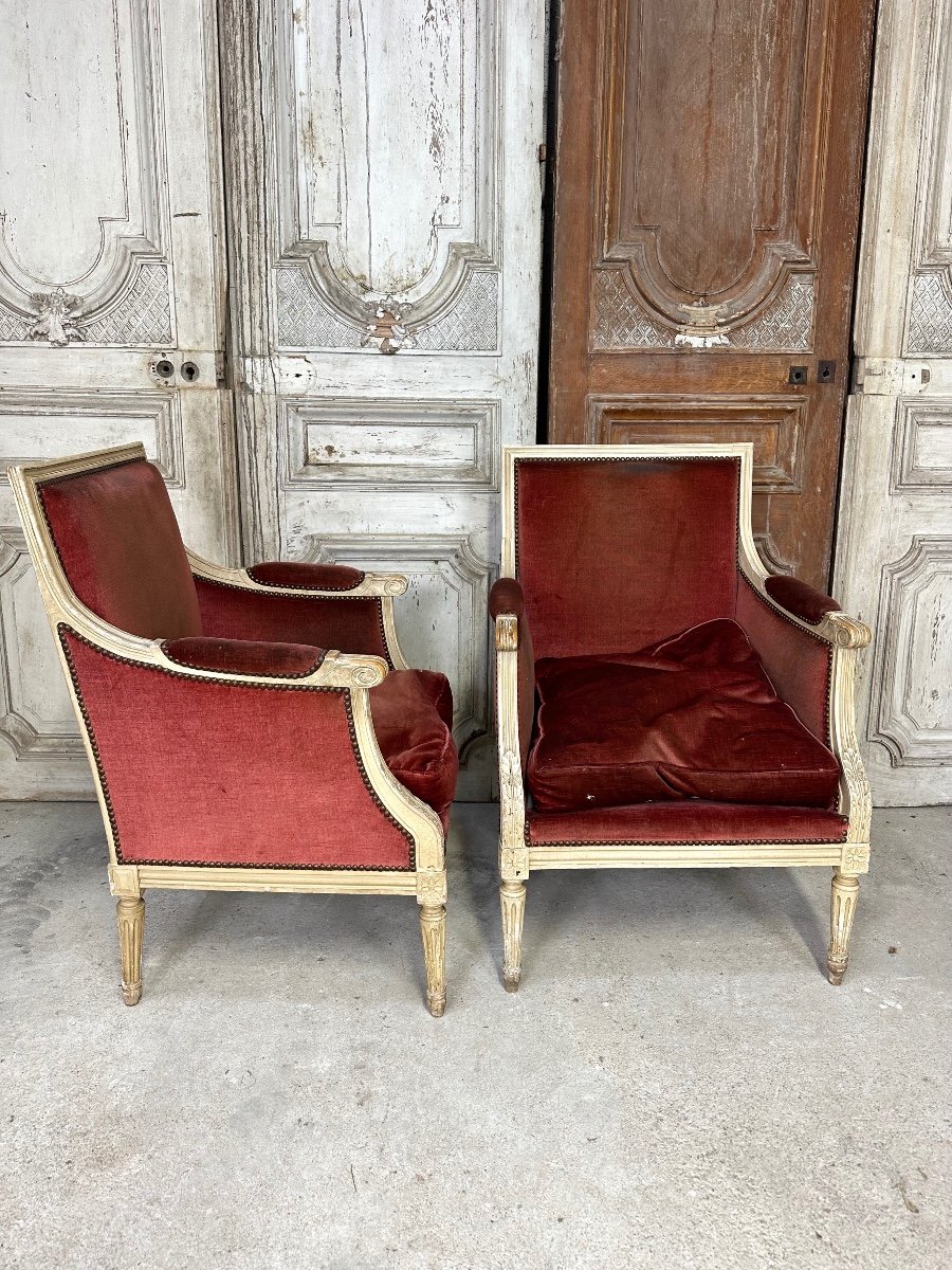 Pair Of Louis XVI Style Bergeres -photo-1