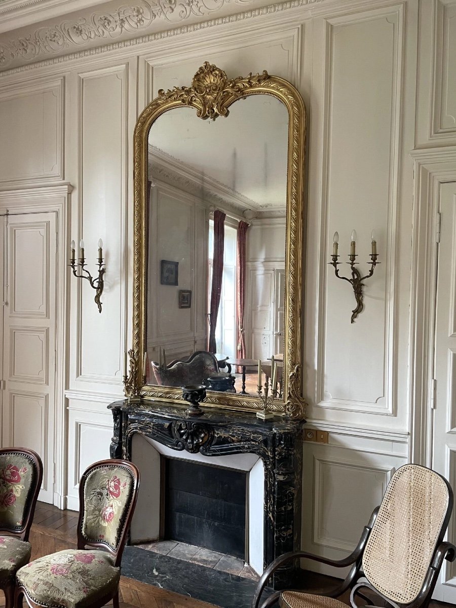 Grand Miroir Doré Fin 19e Siècle 