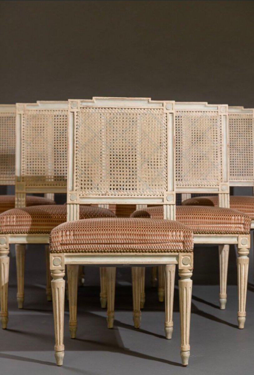 Série De 6 Chaises De Style Louis XVI Laquées Circa 1960-photo-3